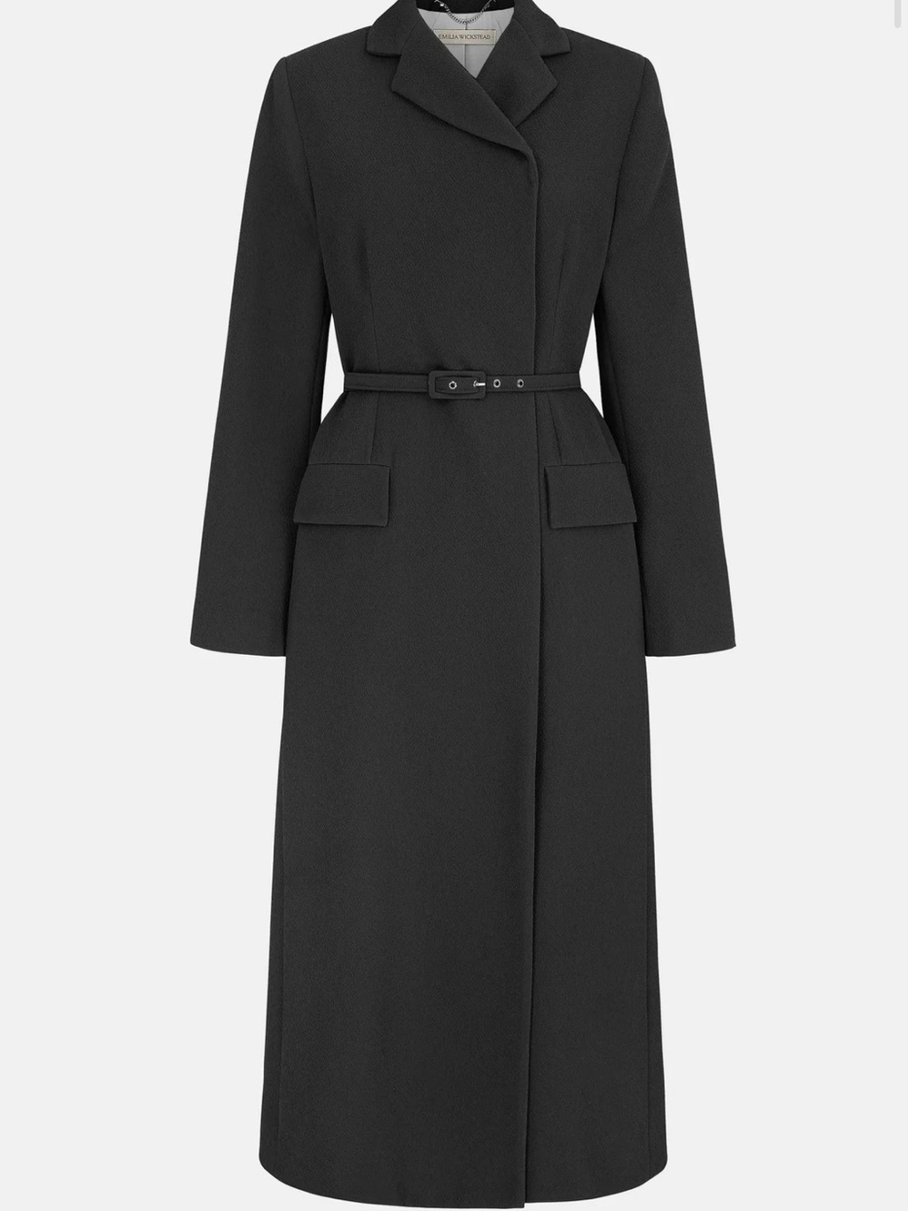 Emilia Wickstead Kalonice Wrap Coat in Black Crepe